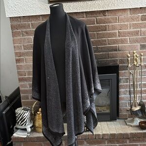 Kensie Black and Silver Knit Shawl
